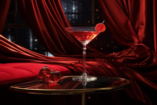 Red cocktail luxury. Drink bar. Generate Ai