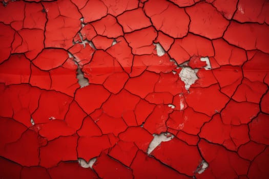 Red cracked spooky wall. Halloween retro pattern vintage art. Generate Ai