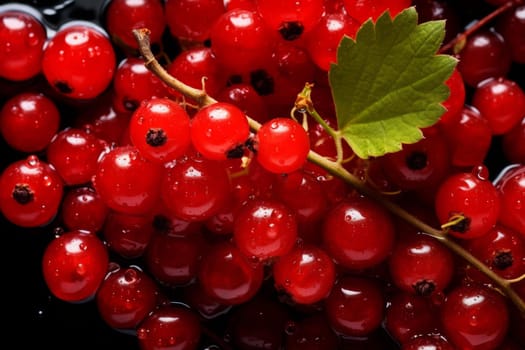 Red currant berries water drops. Diet summer. Generate Ai