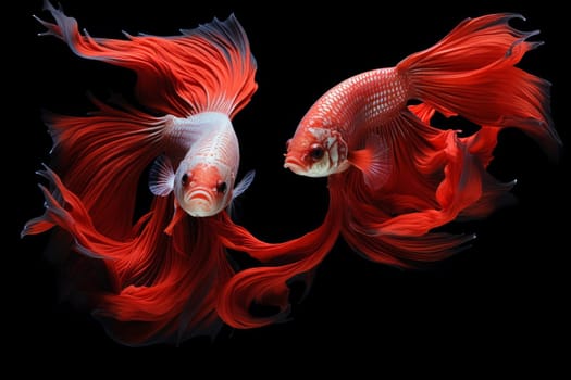 Red fighting fishes. Underwater animals. Generate Ai