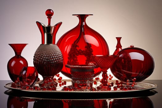 Red cocktail luxury liquid. Winter cherry. Generate Ai