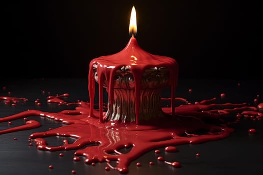 Red candle burn melting. Symbol wax. Generate Ai
