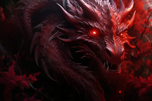 Red dragon fantasy. Creature art animal. Generate Ai