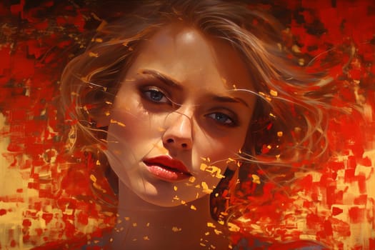Red gold liquid sparkles. Fantasy wave. Generate Ai