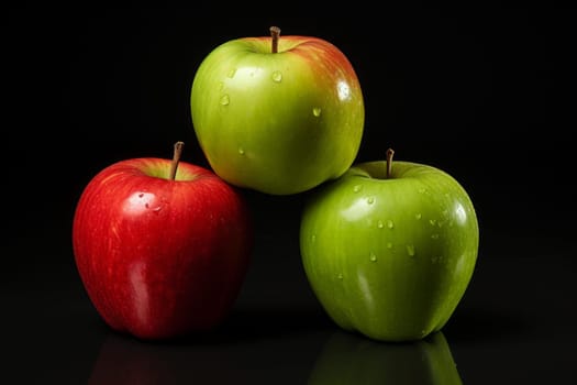 Red green apples dessert. Summer food. Generate Ai