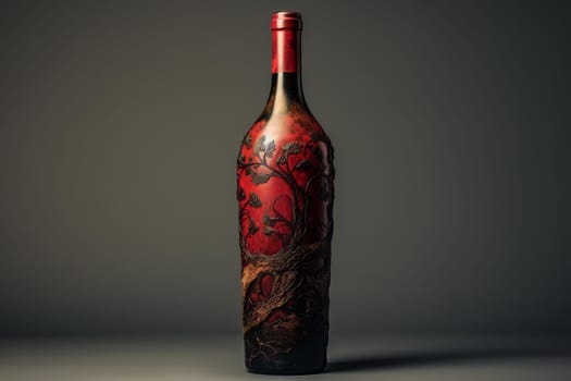 Red wine bottle. Party liquid. Generate Ai
