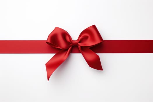 Red ribbon mockup gift. Heart day. Generate Ai