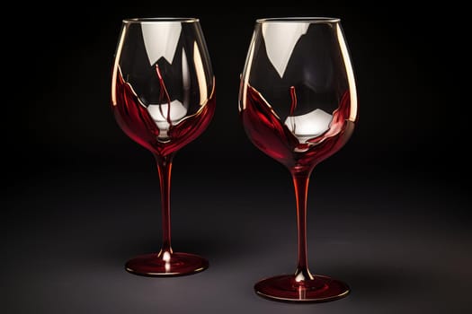 Red wine glasses. Cellar liquid. Generate Ai