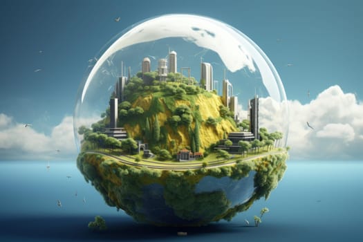 Renewable energy concept. Wind electric. Generate Ai