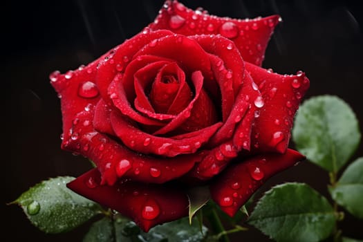 Red rose flower plant summer. Holiday natural flora object green. Generate Ai