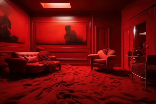 Red room renovation. Process building spacious and bright space with windows. Generate AI
