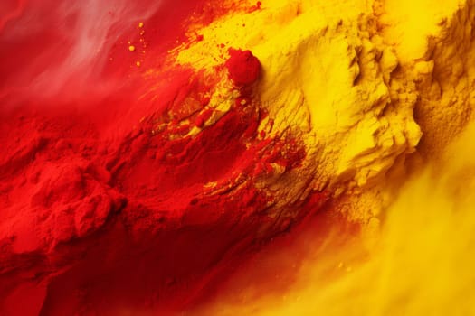 Red yellow powder explosion. Explode art colorful ash creative. Generate Ai
