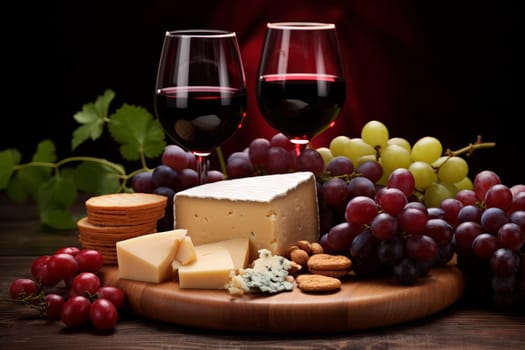 Red wine glasses. Cellar liquid. Generate Ai