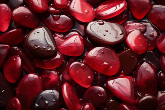Red water stones wet. Summer nature. Generate Ai