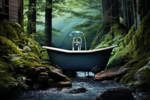 Nature relax bath nature. Fashion herbal. Generate Ai