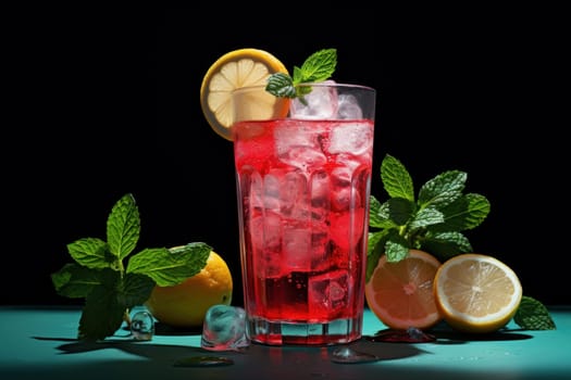 Refreshing cool drink. Glass juice. Generate Ai