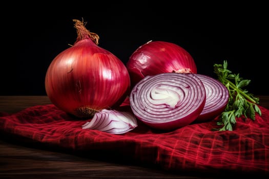 Red sliced onion. Plant fresh. Generate Ai