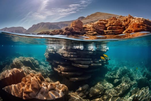 Colorful reef landscape. Animal nature. Generate Ai