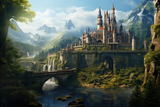 Landscape renaissance. Nature art trees. Generate Ai