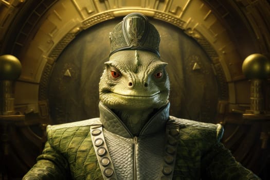Reptilian ruler. World leader alien. Generate Ai