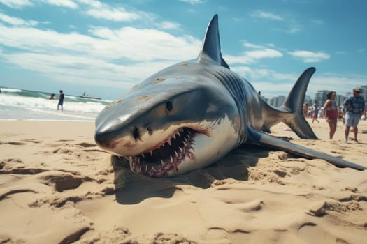 Rescue shark beach. Danger health. Generate Ai