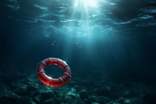 Life buoy rescue ring sea. Safe float. Generate AI