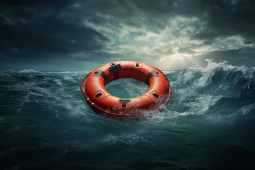 Life buoy rescue ring. Safe equipment. Generate AI