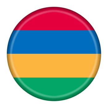A Mauritius flag button 3d illustration with clipping path green yellow blue red stripe