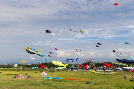 Hsinchu, Taiwan 10 September 2023: Hsinchu city international kite festival at seaside park