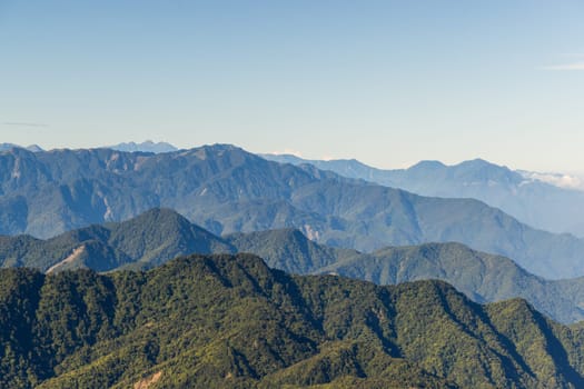 Beautiful mountain range under the blue sky