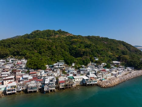 Lei Yue Mun, Hong Kong 12 December 2021: Top view of fishing village in Kowloon side