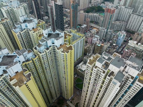 Cheung Sha Wan, Hong Kong 28 December 2021: Top view of Hong Kong residential district