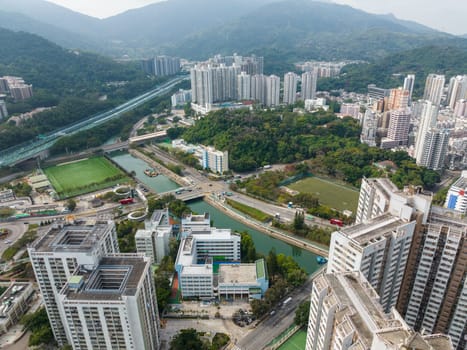 Taipo, Hong Kong 06 February 2022: Top view of Hong Kong residential district