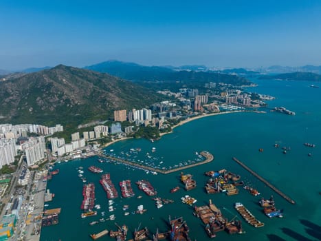 Top view of castle peak bay in Hong Kong