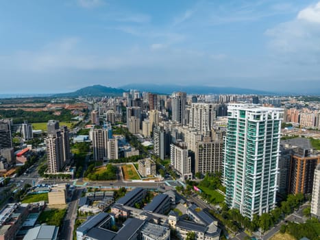 New Taipei, Taiwan, 11 July 2022: Top view of the city in Linkou district in New Taipei City of Taiwan