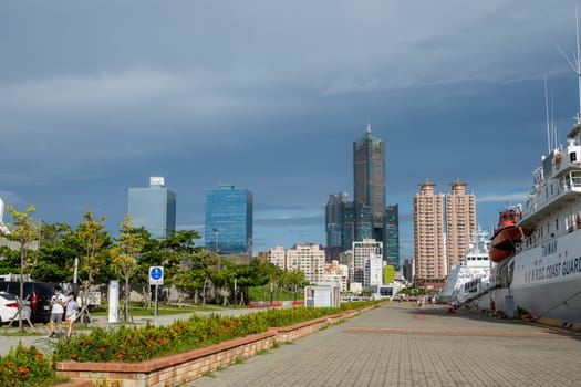 Kaohsiung, Taiwan 24 August 2022: Kaohsiung city downtown