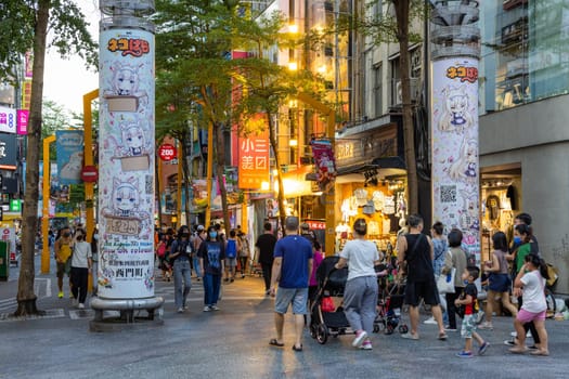 Taipei, Taiwan 01 January 2022: Taipei city street in ximen district in the evening