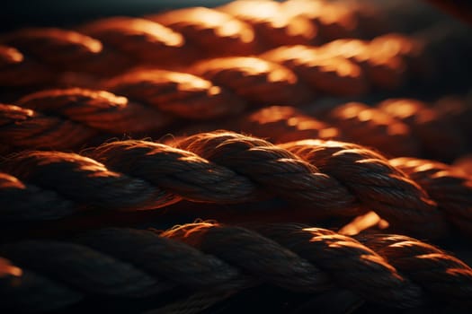 Rope line background. Nautical woven. Generate Ai