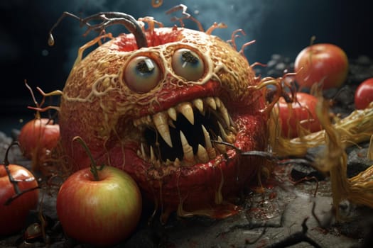 Rotten food digitalart. Waste green. Generate Ai