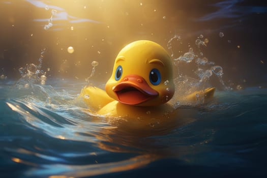 Rubber water duck. Pool summer. Generate Ai