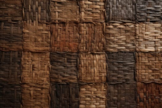 Rustic woven texture surface. Bamboo cloth. Generate Ai