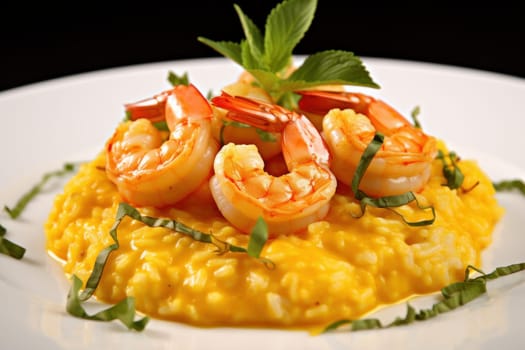 Risotto shrimp. Chinese rice food. Generate Ai
