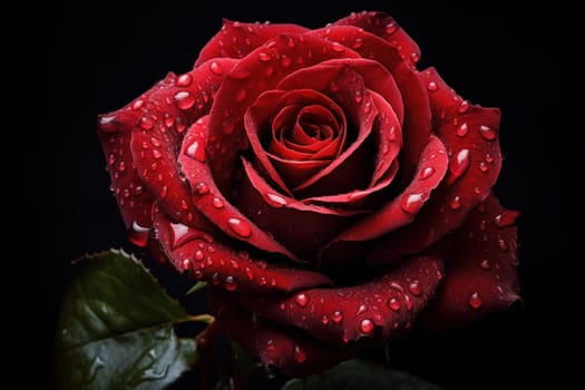 Ruby red rose. Love fresh spring. Generate Ai