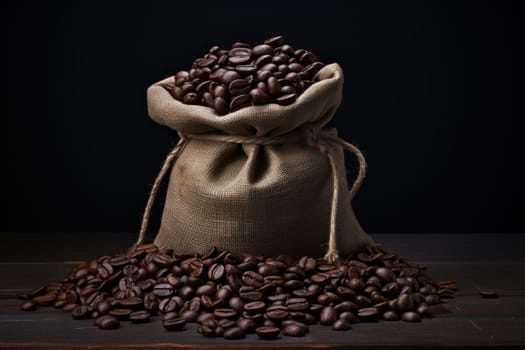 Small sack coffee bean. Fresh food. Generate Ai