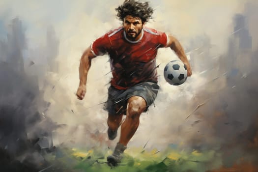 Running football player. Team play. Generate Ai