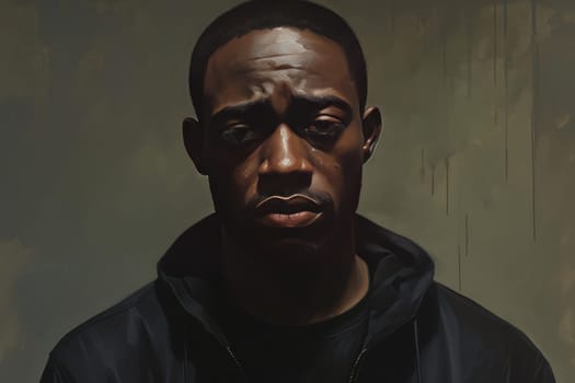 Sad black man support. Doctor mental. Generate Ai