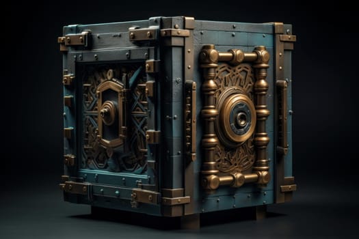 Metallic safe box. Steel money. Generate Ai