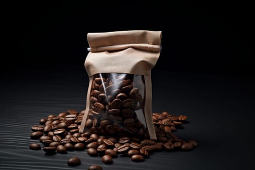 Sachet coffee beans. Craft food. Generate Ai