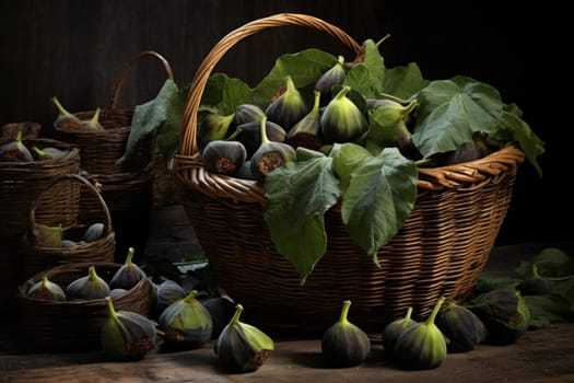 Basket figs. Nature fresh food. Generate Ai