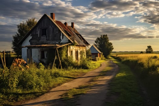 Rural Ukraine landscapes. Natural countryside village beautiful scene. Generate ai